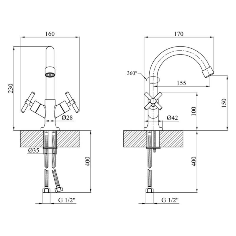 Змішувач для раковини Kroner KRM Aller - C010