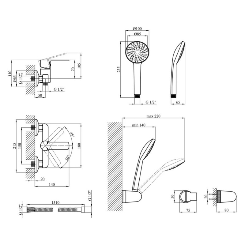 Змішувач для душу Kroner KRP Bremen - C050