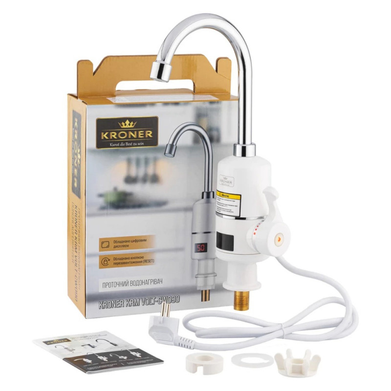 Проточний водонагрівач Kroner KRM Volt - CW090 з дисплеєм