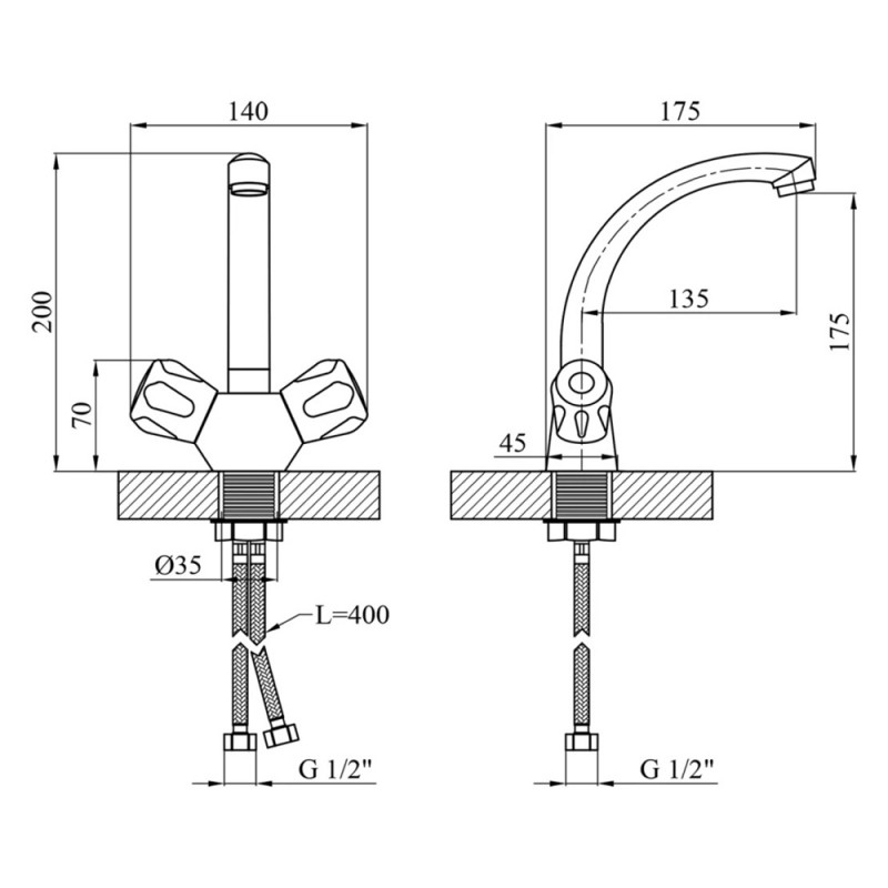 Змішувач для раковини Kroner KRP Hamburg - C010