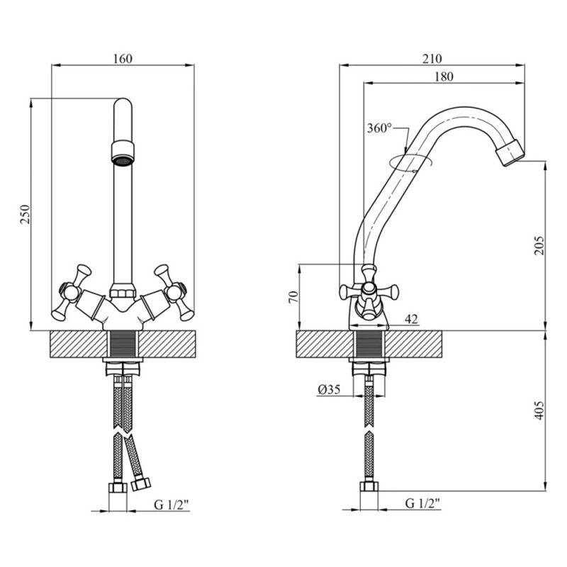 Змішувач для кухні Kroner KRM Rhein - C030