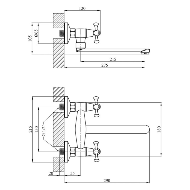 Змішувач для кухні настінний Kroner KRM Rhein - C040