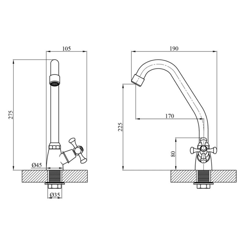 Кран на одну воду Kroner KRM Rhein - C091