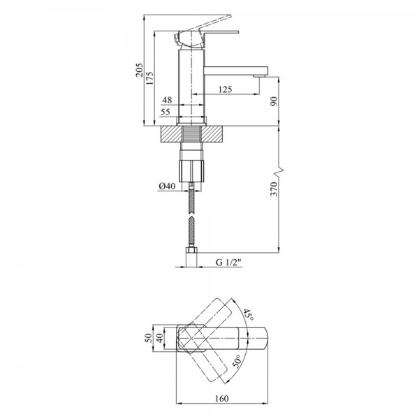 Змішувач для раковини Kroner KRM Ems - C010