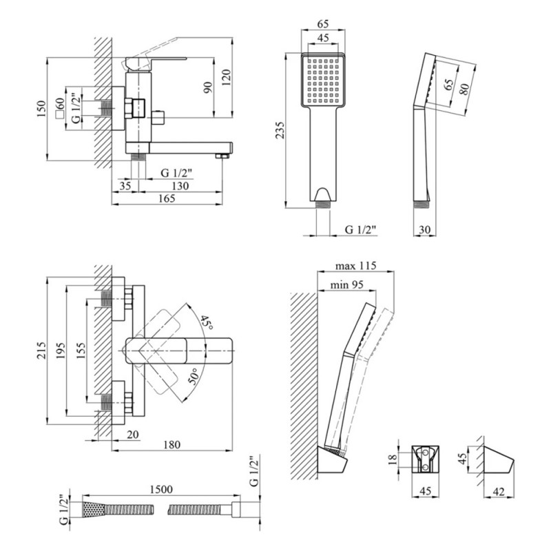 Змішувач для ванної Kroner KRM Ems - C060