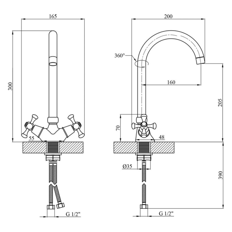 Змішувач для кухні Kroner KRM Rhein - C034