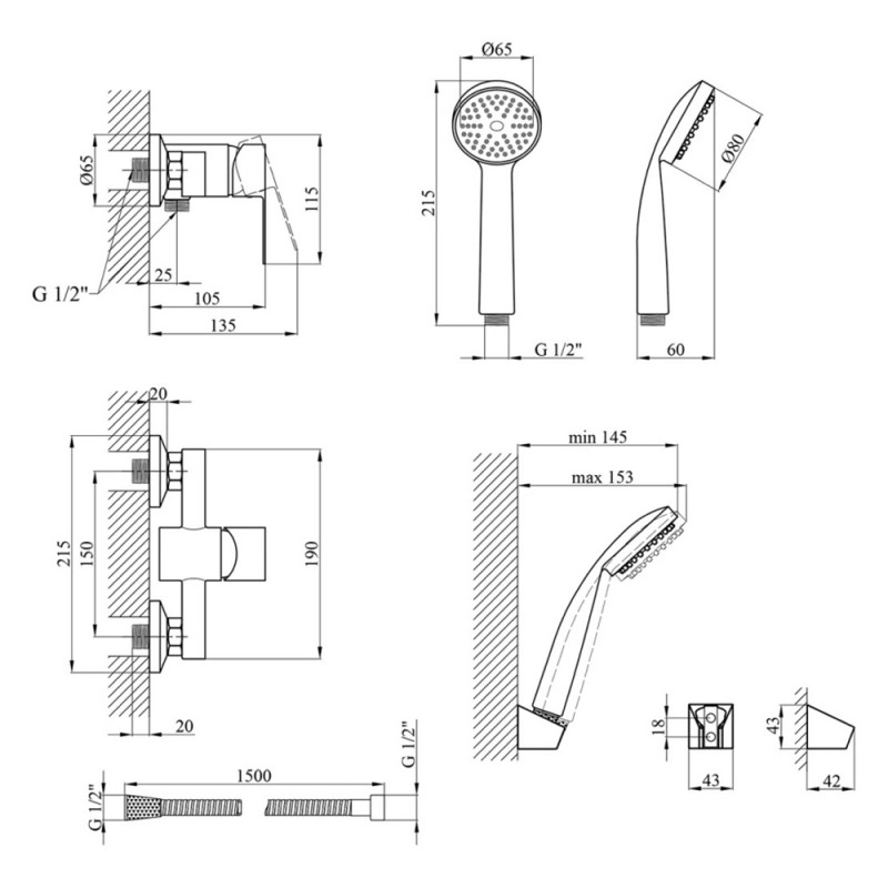 Змішувач для душу Kroner KRM Main - C050