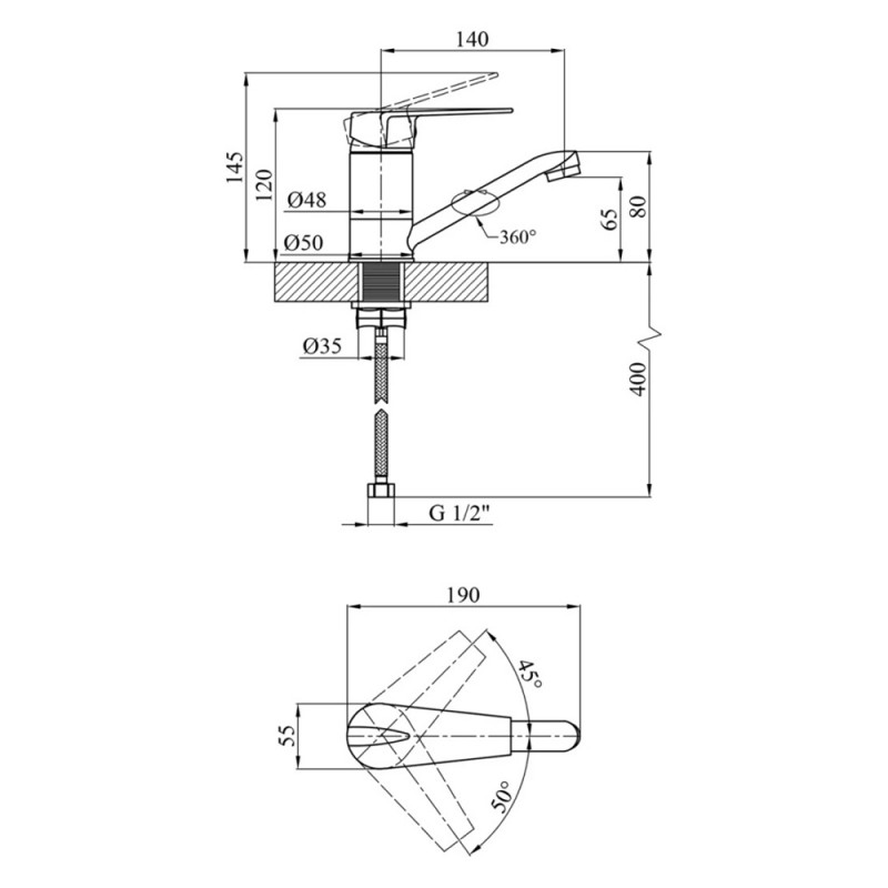 Змішувач для раковини Kroner KRM Odra - C010