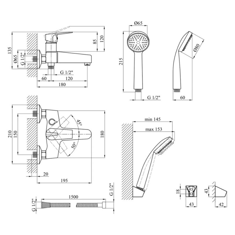 Змішувач для ванної Kroner KRM Odra - C060