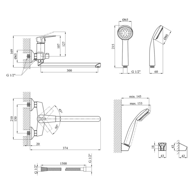 Змішувач для ванної Kroner KRM Odra - C070