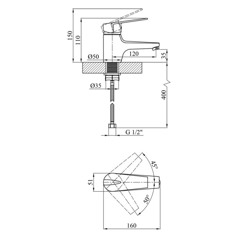 Змішувач для раковини Kroner KRM Odra - C011