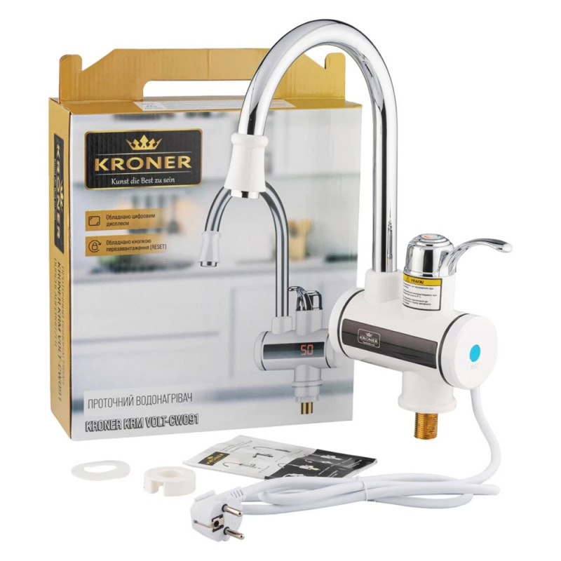 Проточний водонагрівач Kroner KRM Volt - CW091 з дисплеєм