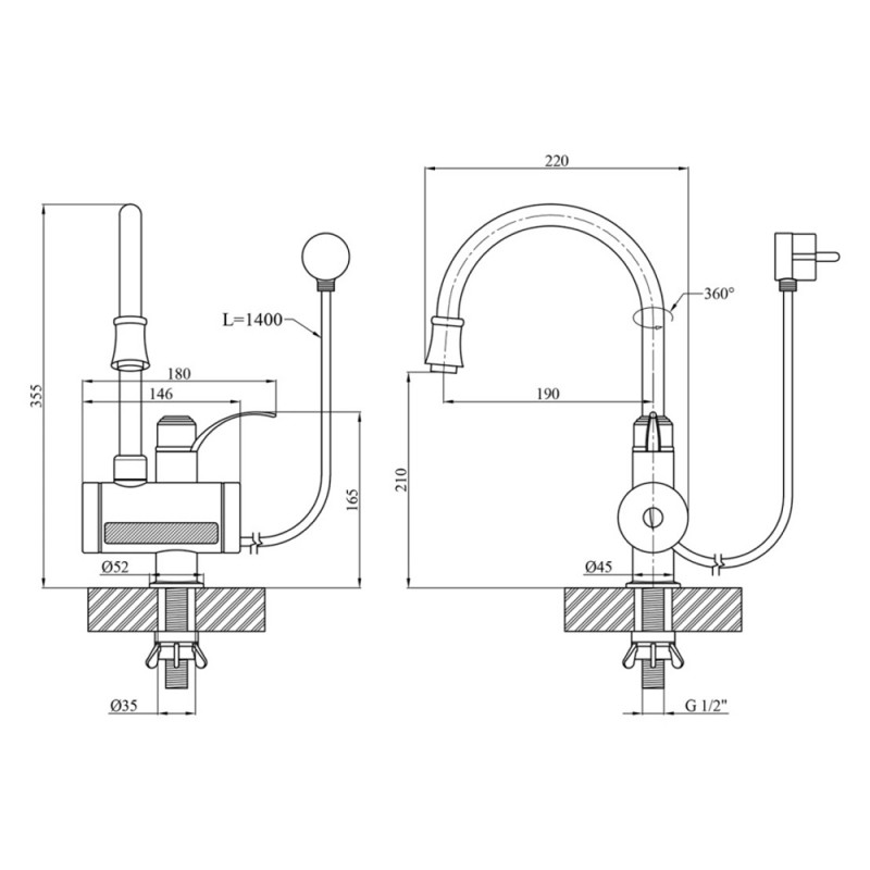 Проточний водонагрівач Kroner KRM Volt - CW091 з дисплеєм