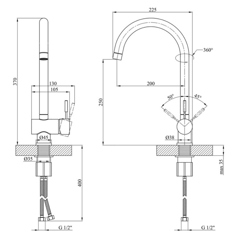 Змішувач для кухні Kroner KRM Mosel - S035