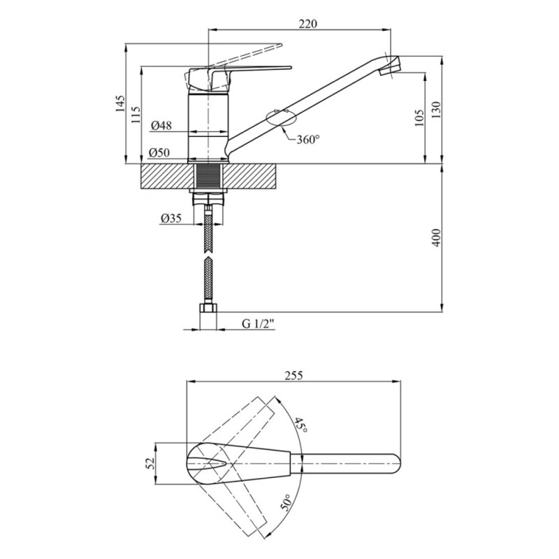 Змішувач для кухні Kroner KRM Odra - C030
