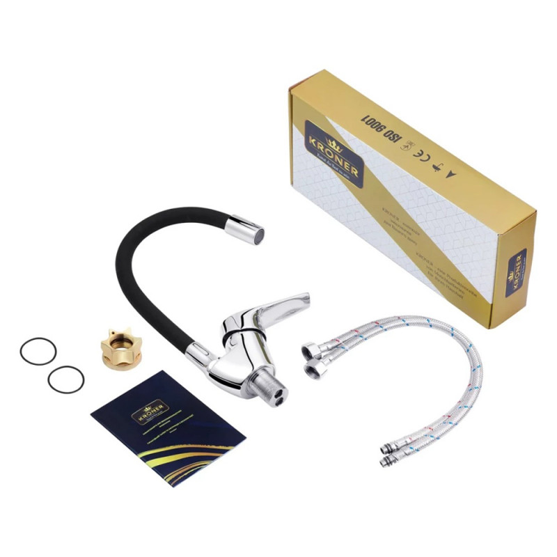 Змішувач для кухні з гнучким виливом Kroner KRM Odra - C032BLK