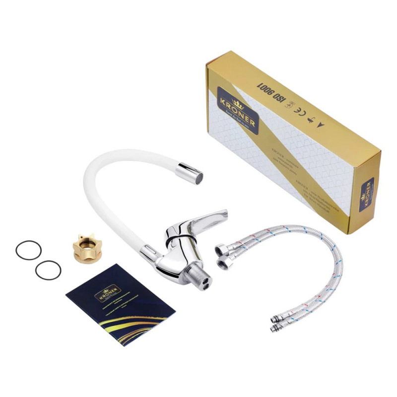 Змішувач для кухні з гнучким виливом Kroner KRM Odra - C032WHI