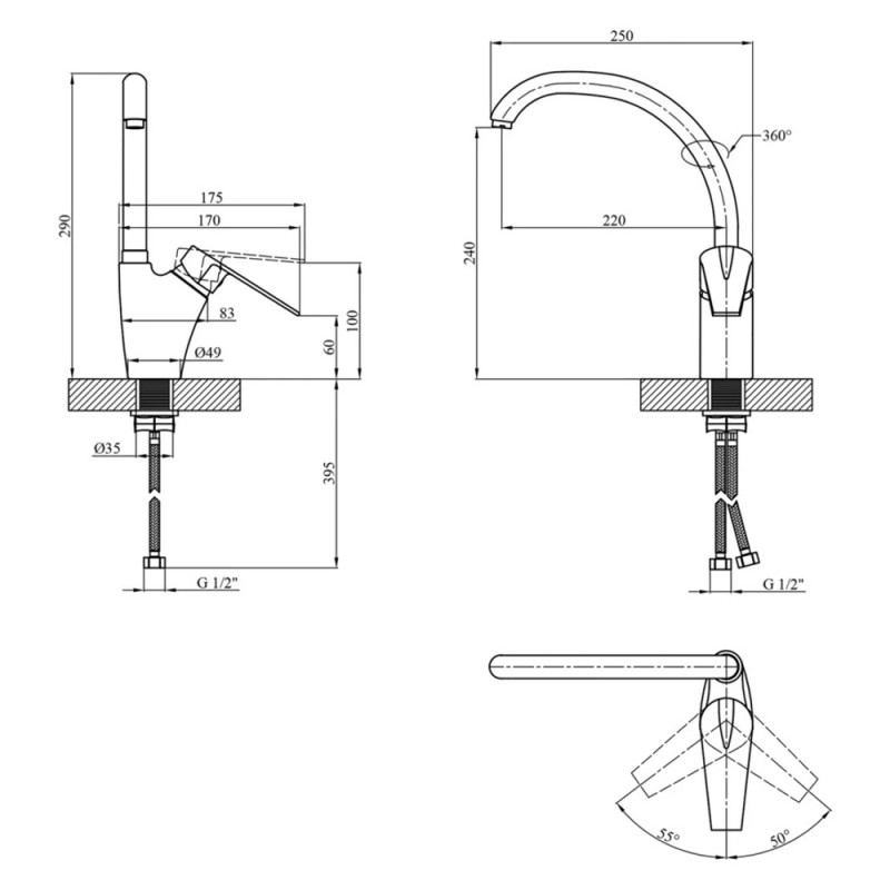 Змішувач для кухні Kroner KRM Odra - C034