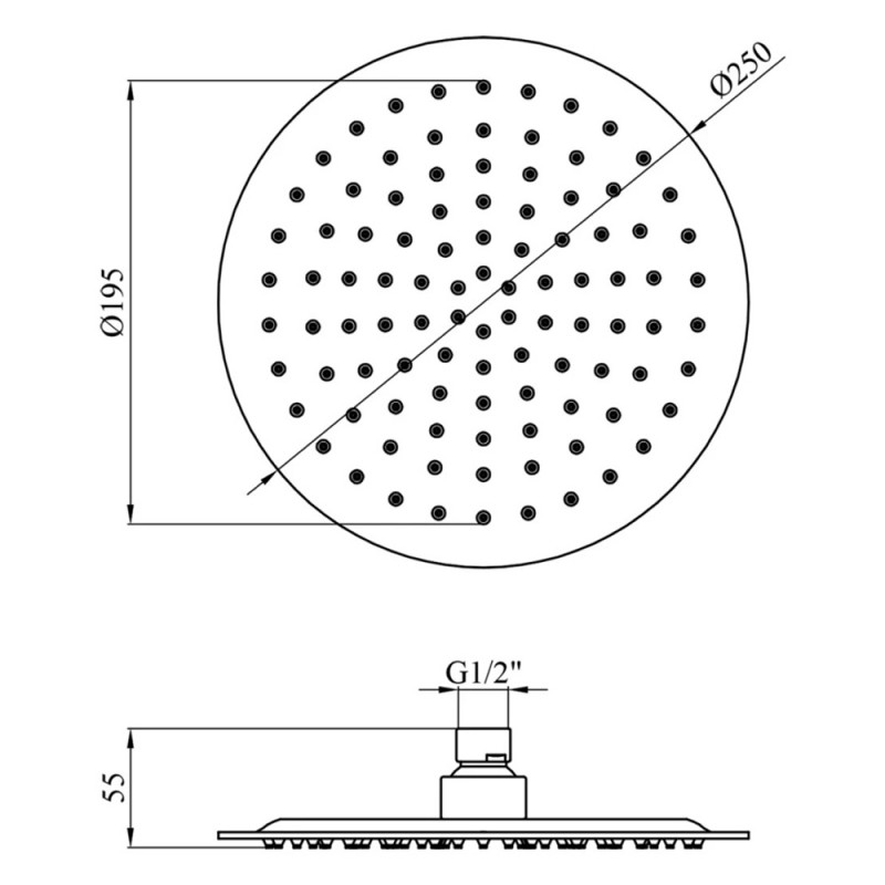 Лійка стельова кругла Kroner KRP Edelstahl Klassisch - ESG703-25