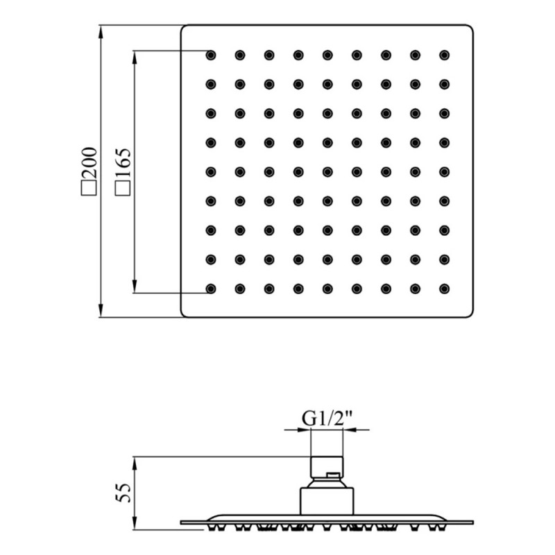 Лійка стельова квадратна Kroner KRP Edelstahl Kubus - ESG704-20