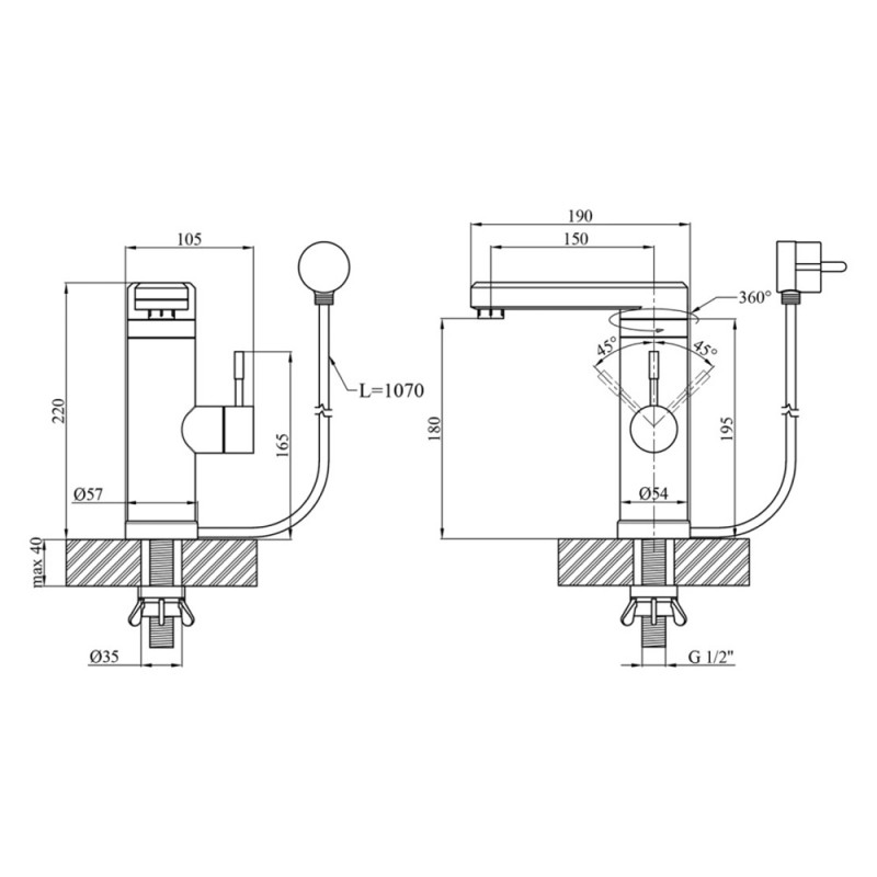 Проточний водонагрівач Kroner KRP Volt - ESG089 з дисплеєм