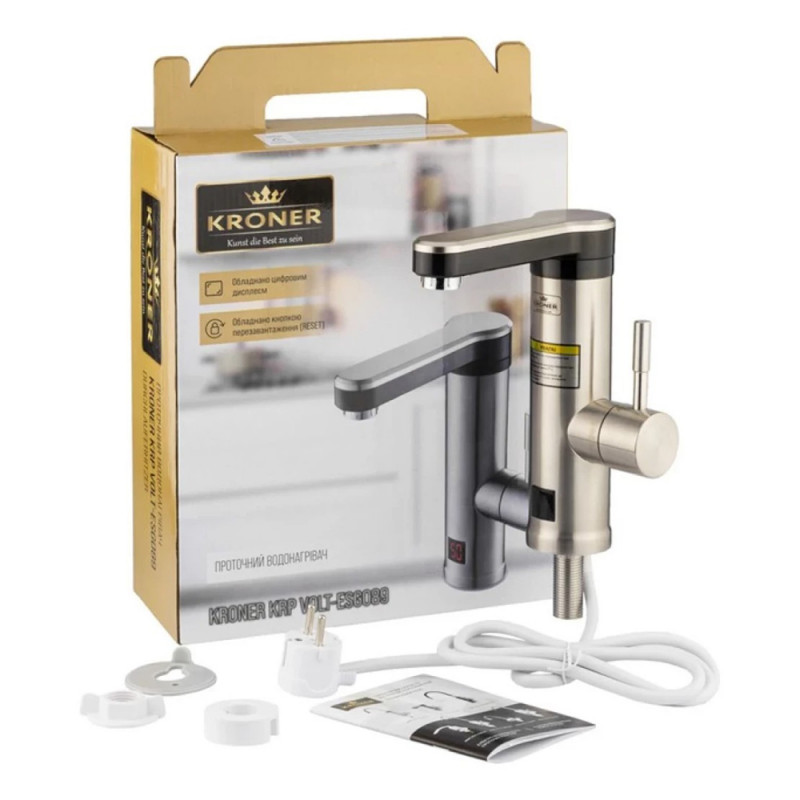 Проточний водонагрівач Kroner KRP Volt - ESG089 з дисплеєм