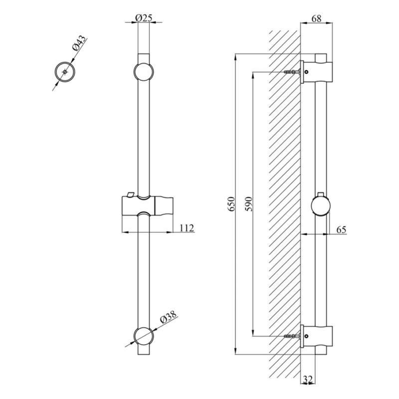Штанга для душу Kroner KRP Edelstahl Klassisch - ESG230