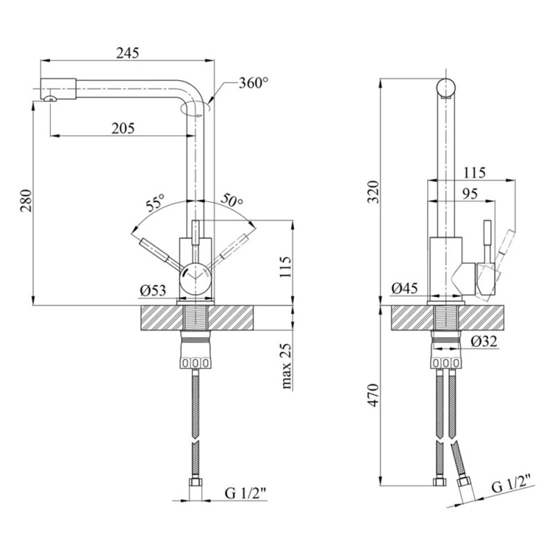 Змішувач для кухні Kroner KRP Edelstahl Klassisch - ESG034