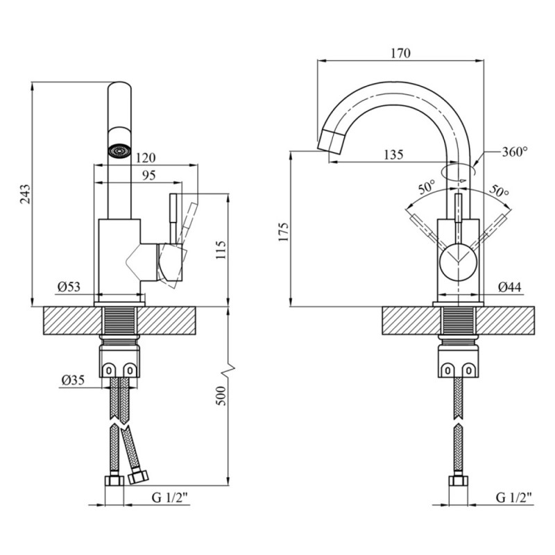 Змішувач для раковини Kroner KRP Edelstahl Klassisch - ESG011