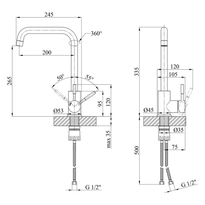 Змішувач для кухні Kroner KRP Edelstahl Klassisch - ESG037