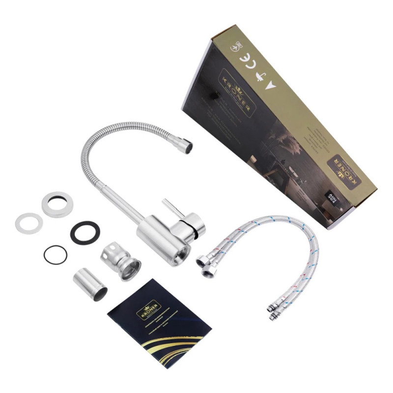 Змішувач для кухні з гнучким виливом Kroner KRP Edelstahl Klassisch - ESG035-1