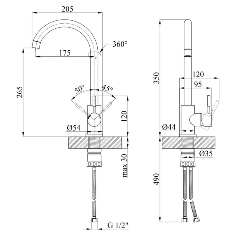 Змішувач для кухні Kroner KRP Edelstahl Klassisch - COL035