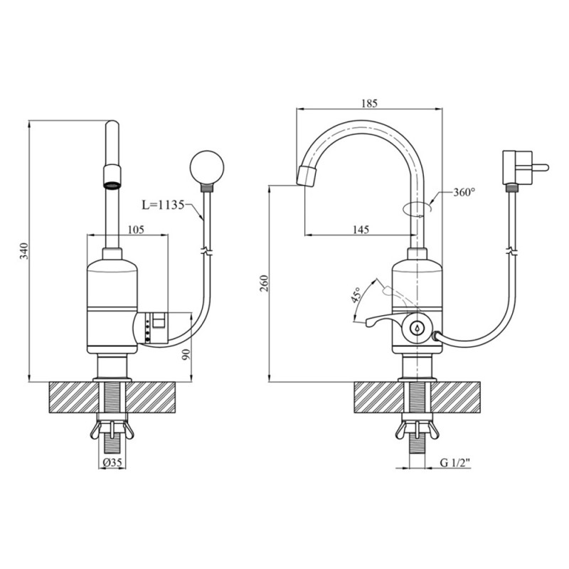 Проточний водонагрівач Kroner KRM Volt - CW190FA