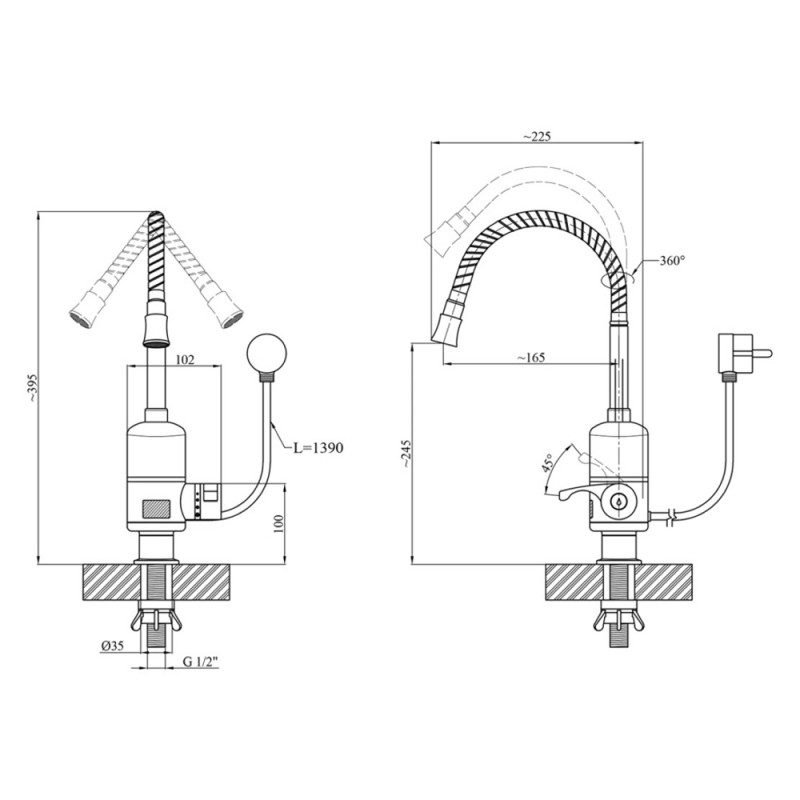 Проточний водонагрівач Kroner KRM Volt - CW090R з дисплеєм