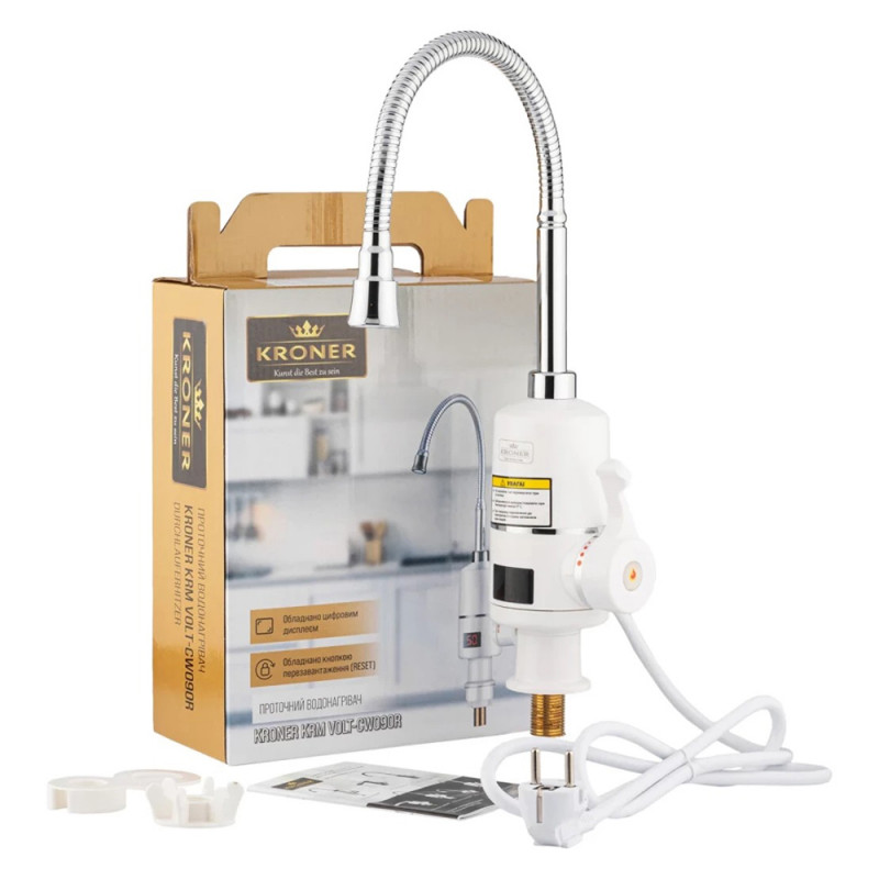 Проточний водонагрівач Kroner KRM Volt - CW090R з дисплеєм