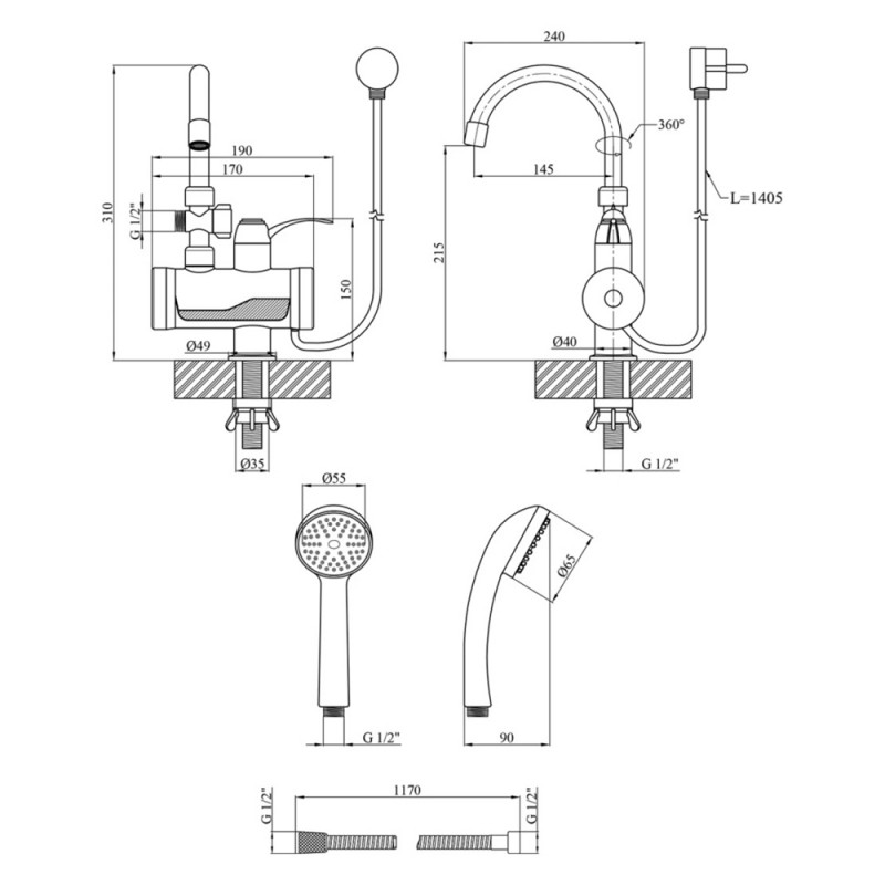 Проточний водонагрівач Kroner KRM Volt - CW191MDS з дисплеєм