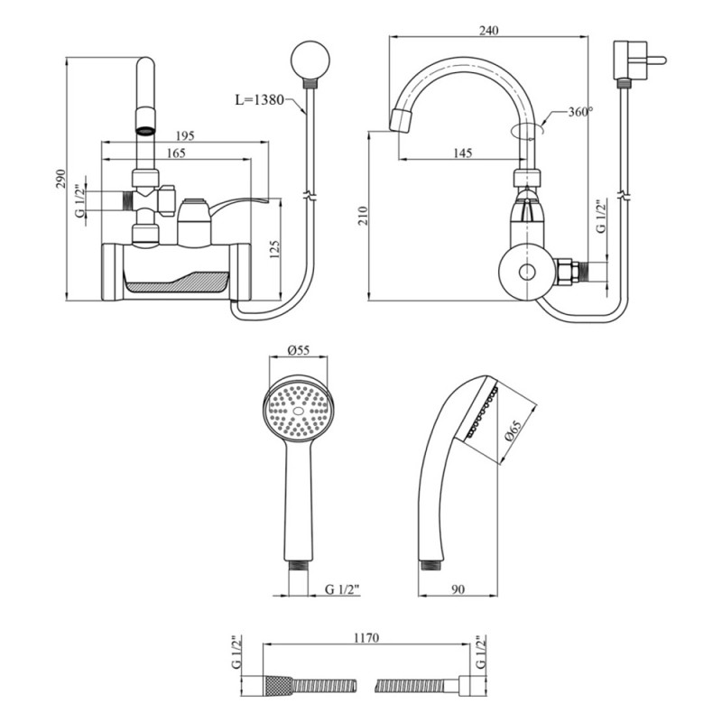Проточний водонагрівач Kroner KRM Volt - CW191WMDS з дисплеєм