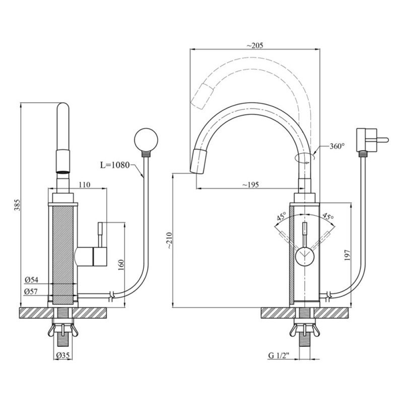 Проточний водонагрівач Kroner KRP Volt - ESG087RSS з дисплеєм