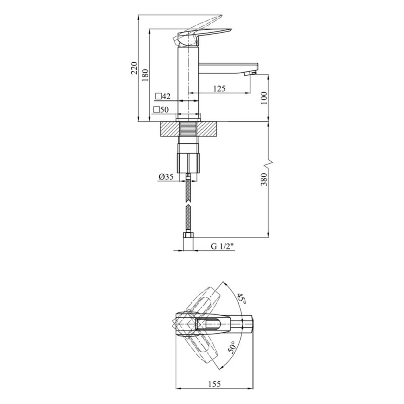 Змішувач для раковини Kroner KRM Kante - C010