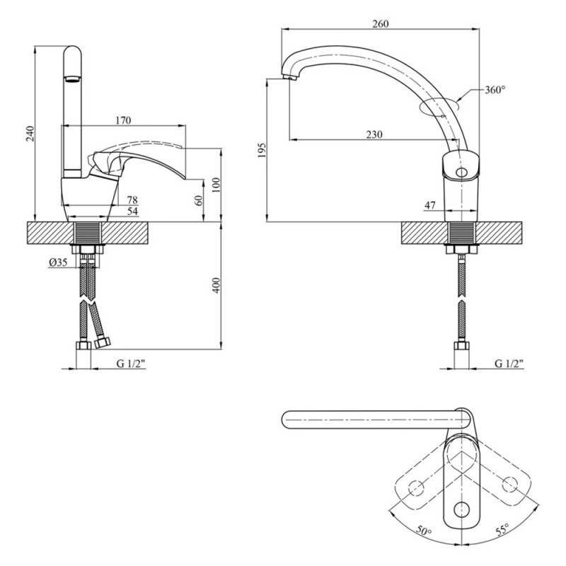 Змішувач для кухні Kroner KRP Konstante - C032