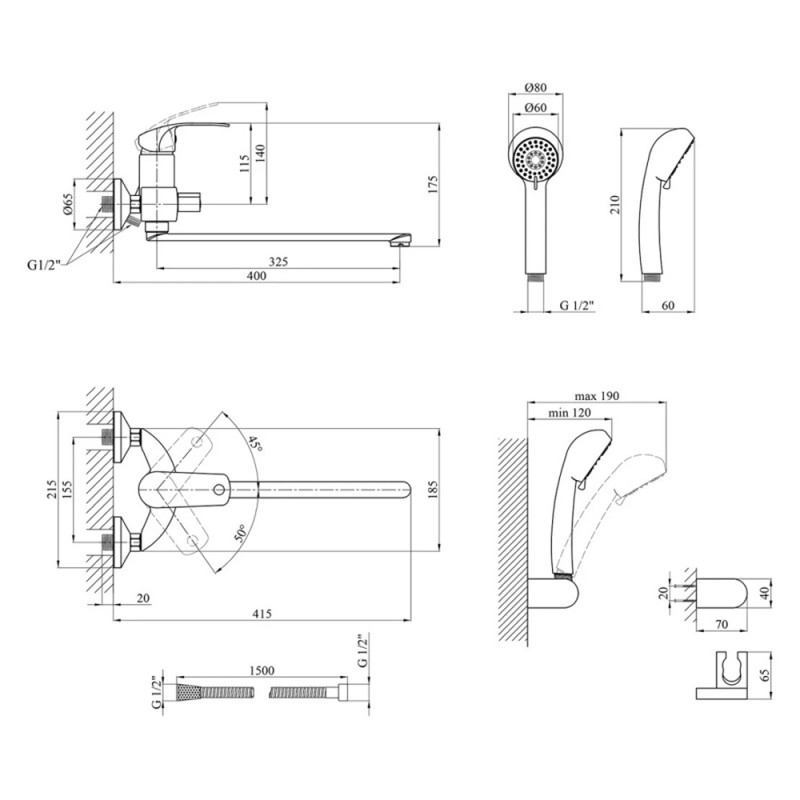 Змішувач для ванної Kroner KRP Konstante - C070