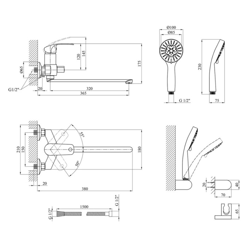 Змішувач для ванної Kroner KRP Konstante - C071