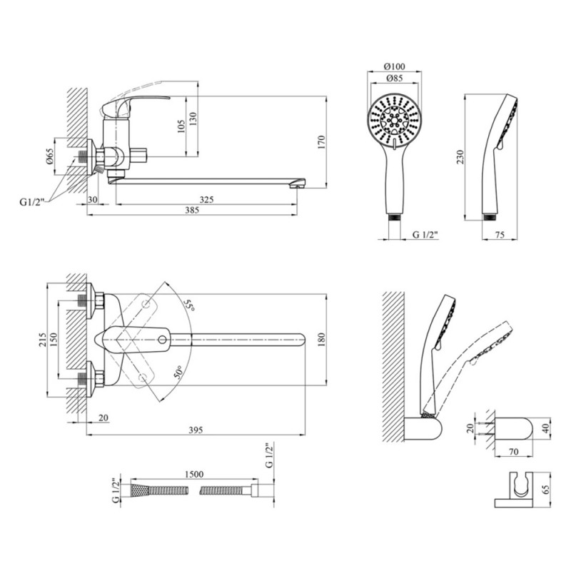 Змішувач для ванної Kroner KRP Konstante - C072
