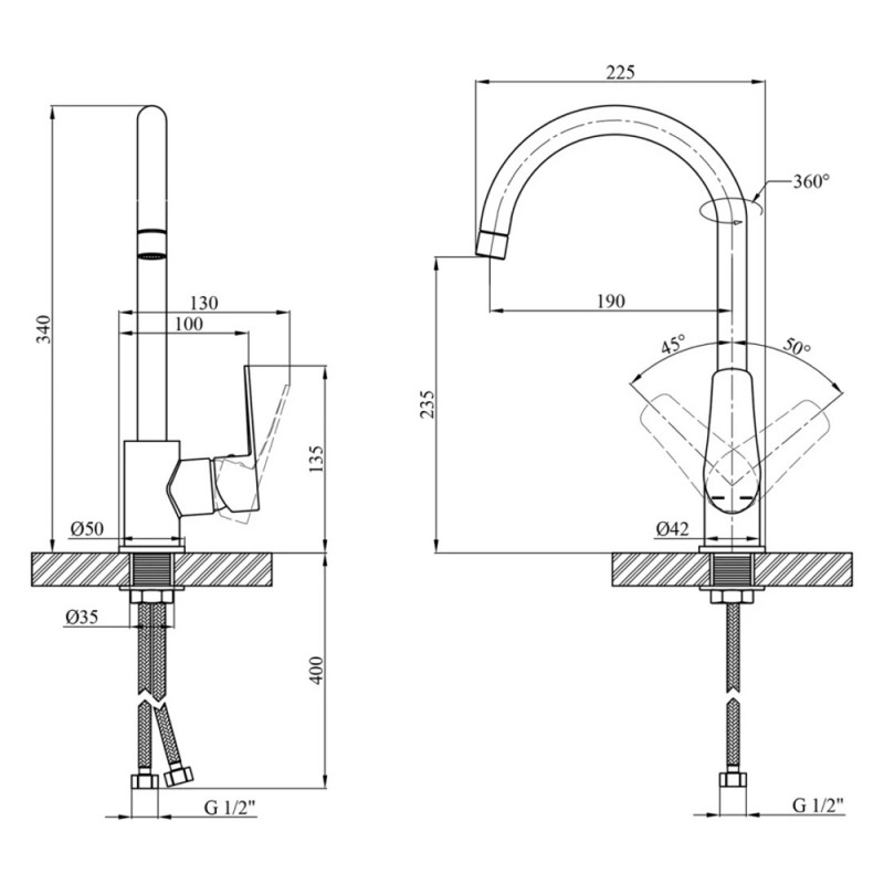 Змішувач для кухні Kroner KRP Brocken - C030