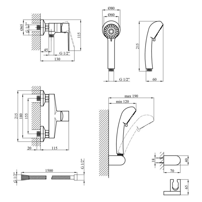 Змішувач для душу Kroner KRP Eifel - C050