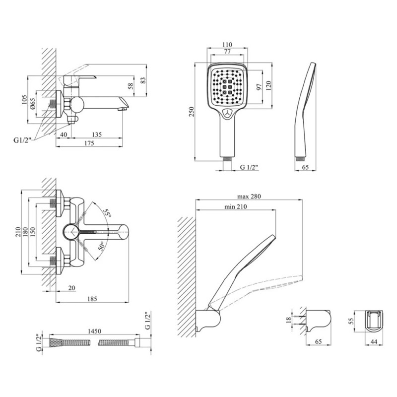 Змішувач для ванної Kroner KRP Essen - SCH060