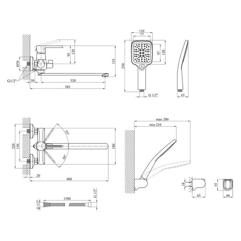 Змішувач для ванної Kroner KRP Essen - C070