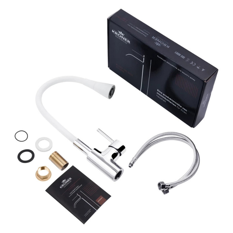 Змішувач для кухні з гнучким виливом Kroner KRP Küche - C031WHI