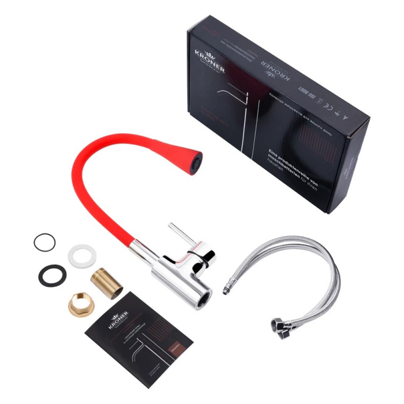 Змішувач для кухні з гнучким виливом Kroner KRP Küche - C031RED