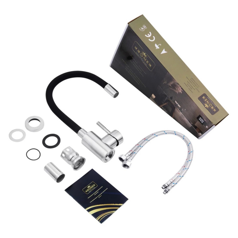Змішувач для кухні з гнучким виливом Kroner KRP Edelstahl Klassisch - ESG035BLK